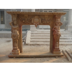 marble decorative fireplace mantel with carving