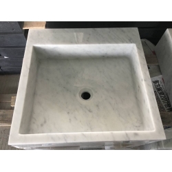 Lavabo y fregadero de mármol blanco de Carrara