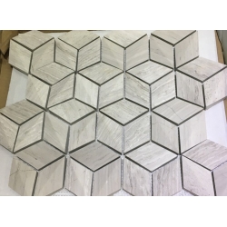 Hexagon Shape White Wood Marble Mosaic Tile